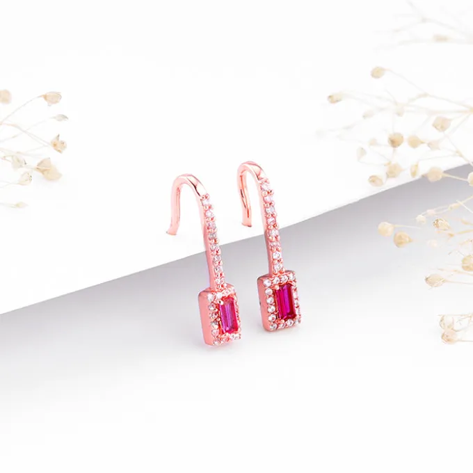 Rose Gold Fuchsia Earrings