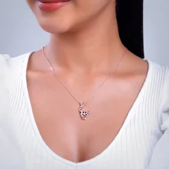 Rose Gold Giraffe Pendant With Link Chain