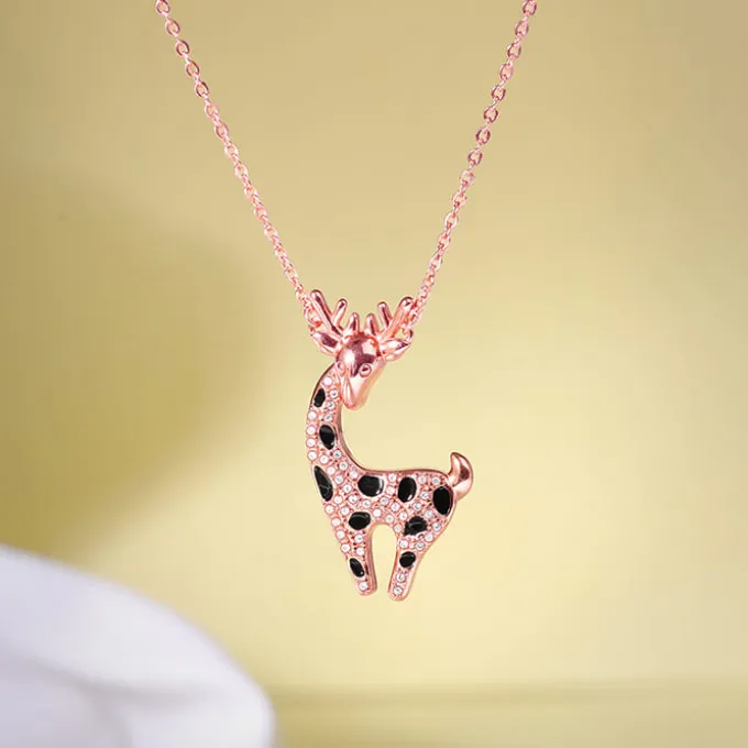 Rose Gold Giraffe Pendant With Link Chain