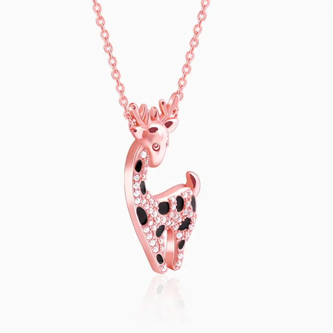 Rose Gold Giraffe Pendant With Link Chain