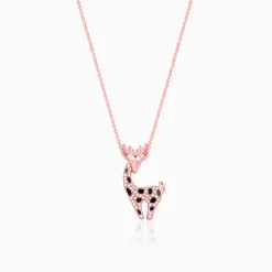 Rose Gold Giraffe Pendant With Link Chain