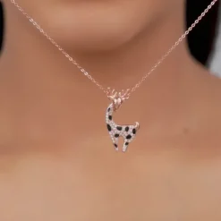Rose Gold Giraffe Pendant With Link Chain