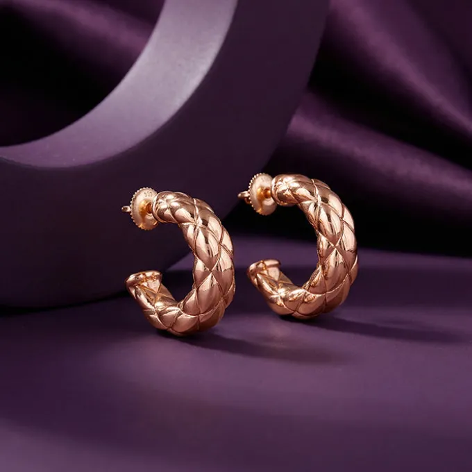 Rose Gold Gleam Knot Hoop Earrings