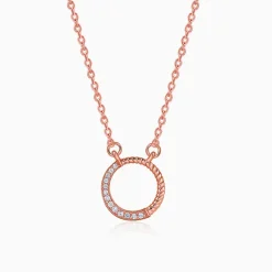 Rose Gold Gleaming Circle Necklace