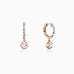 Rose Gold Glittering Drop Lab Grown Diamond Earrings