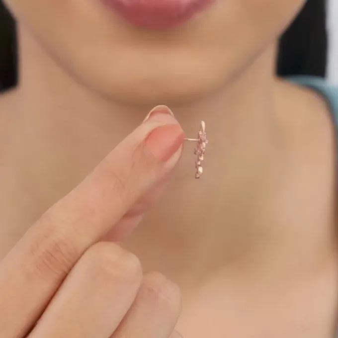 Rose Gold Glittering Earrings