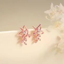 Rose Gold Glittering Earrings