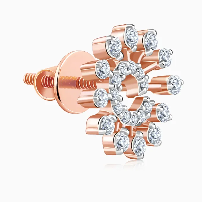 Rose Gold Glowing Sun Lab Grown Diamond Earrings