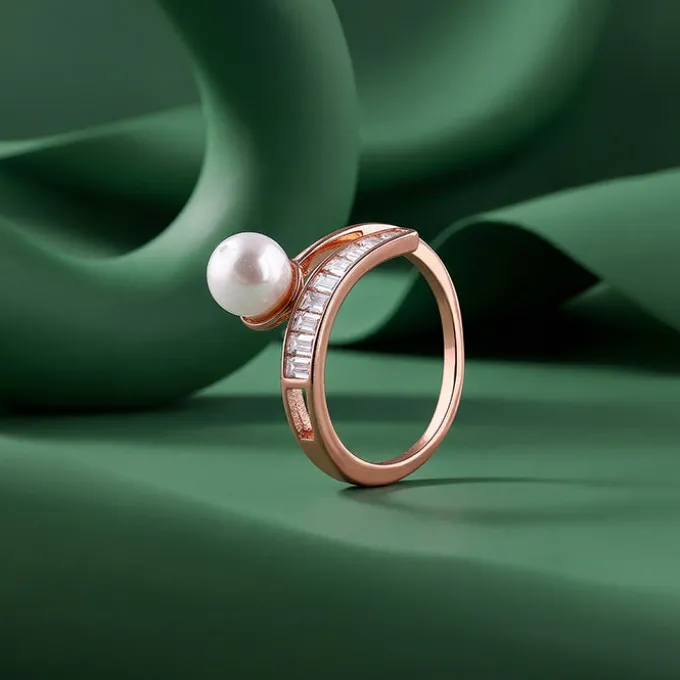 Rose Gold Grace Pearl Bypass Ring
