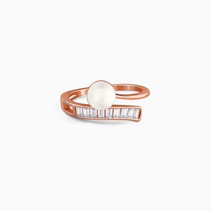 Rose Gold Grace Pearl Bypass Ring