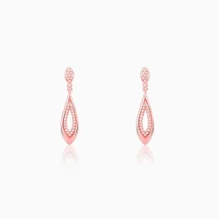 Rose Gold Halo Drop Earrings