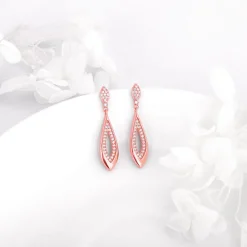 Rose Gold Halo Drop Earrings