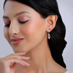 Rose Gold Halo Drop Earrings