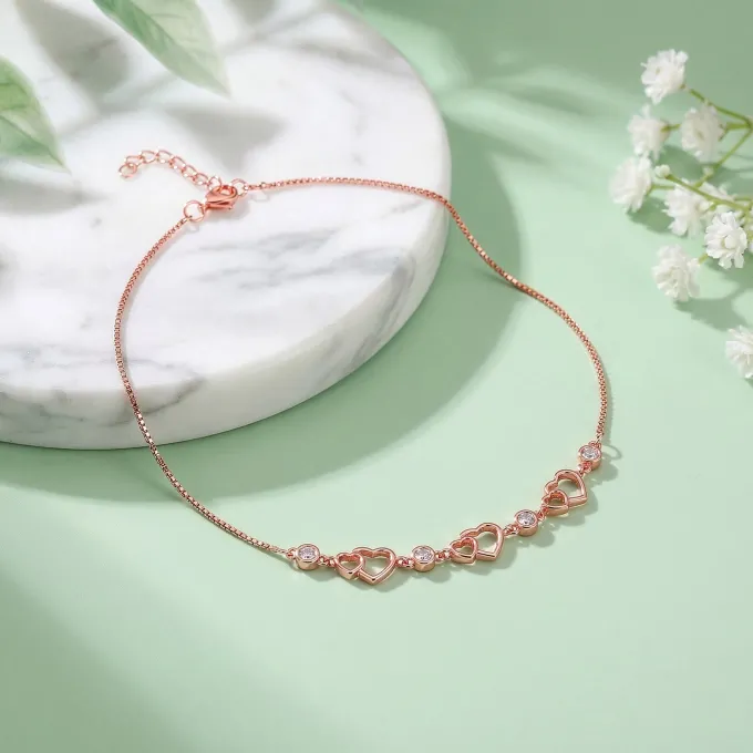 Rose Gold Heart Anklet