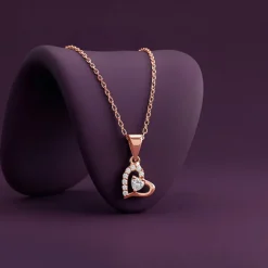 Rose Gold Heart Glow Pendant with Link Chain