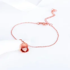 Rose Gold Heart in Seashell Bracelet