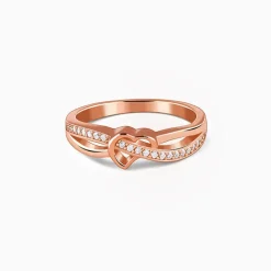 Rose Gold Heart Interlock Ring