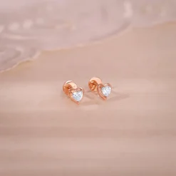 Rose Gold Heart Throb Lab Grown Diamond Earrings