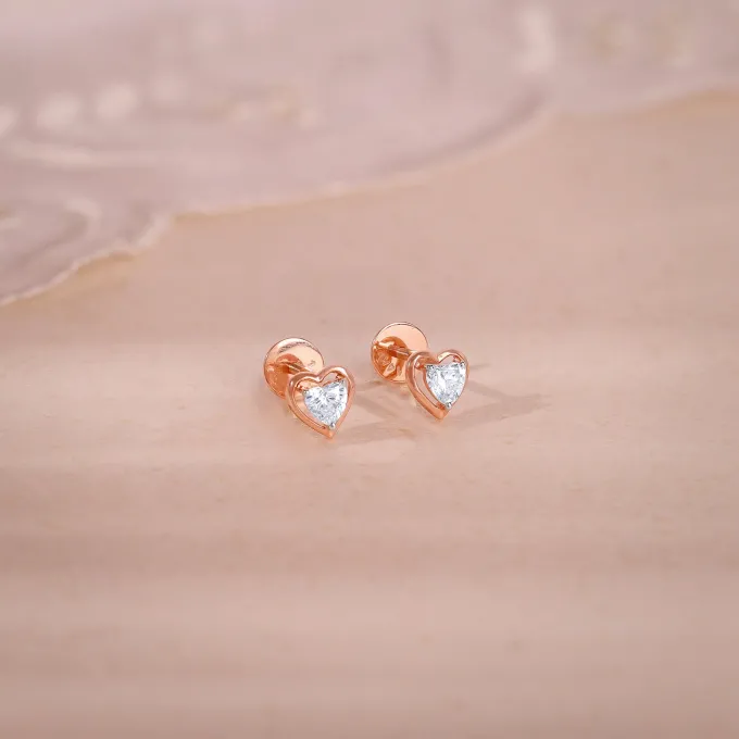 Rose Gold Heart Throb Lab Grown Diamond Earrings