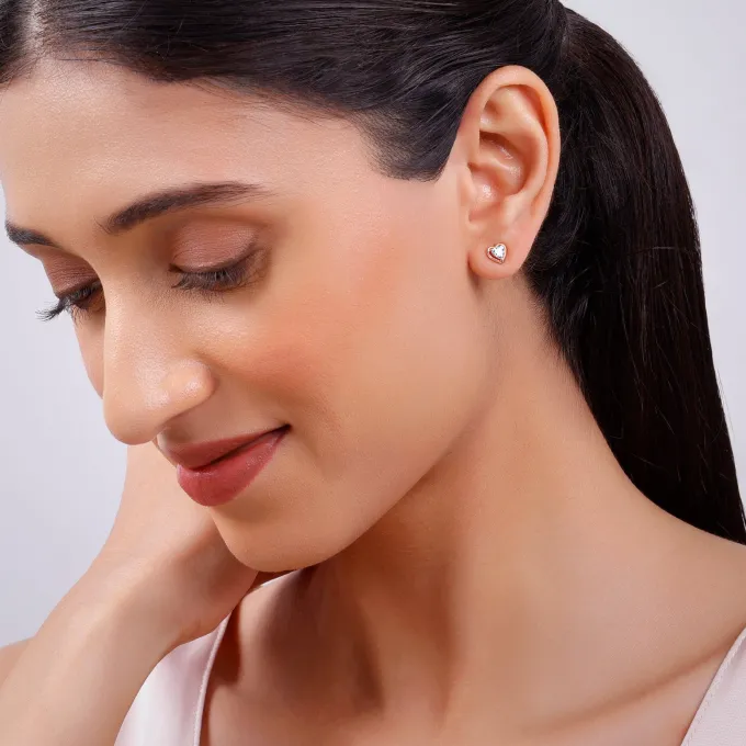 Rose Gold Heart Throb Lab Grown Diamond Earrings