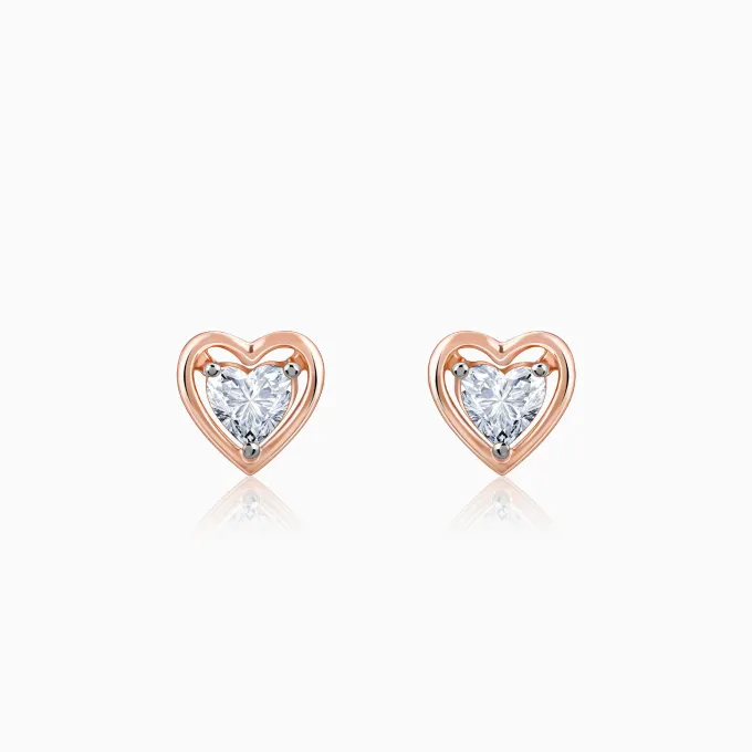 Rose Gold Heart Throb Lab Grown Diamond Earrings