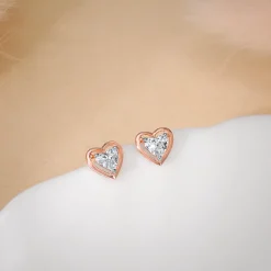 Rose Gold Heart Throb Lab Grown Diamond Earrings