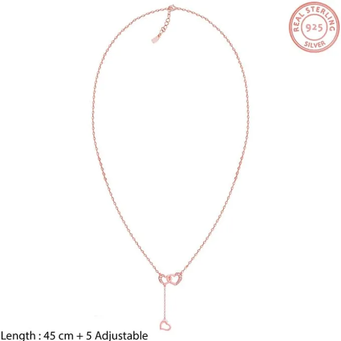 Rose Gold Hearts Dripping with Love Necklace