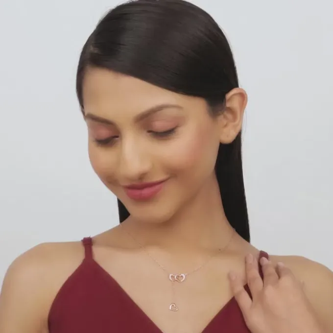 Rose Gold Hearts Dripping with Love Necklace
