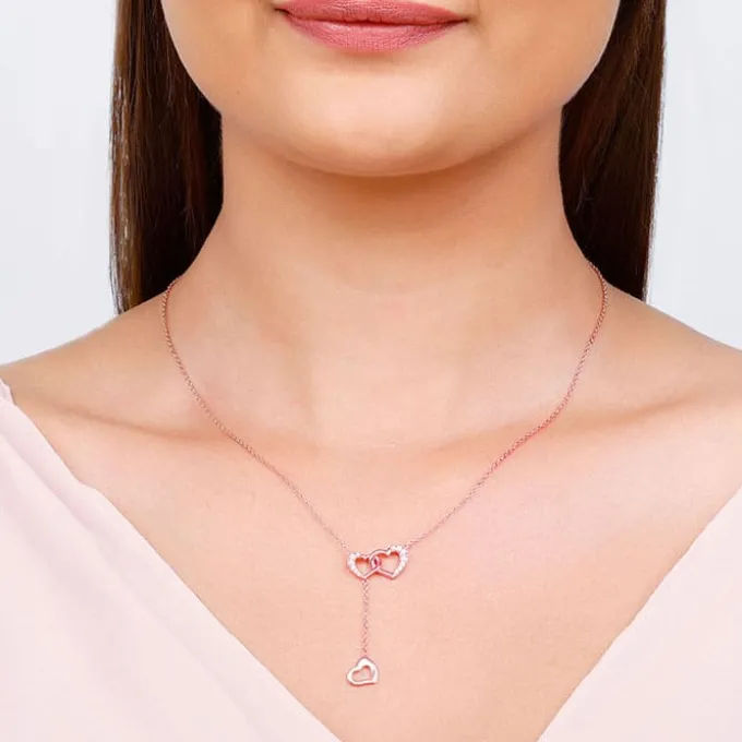 Rose Gold Hearts Dripping with Love Necklace