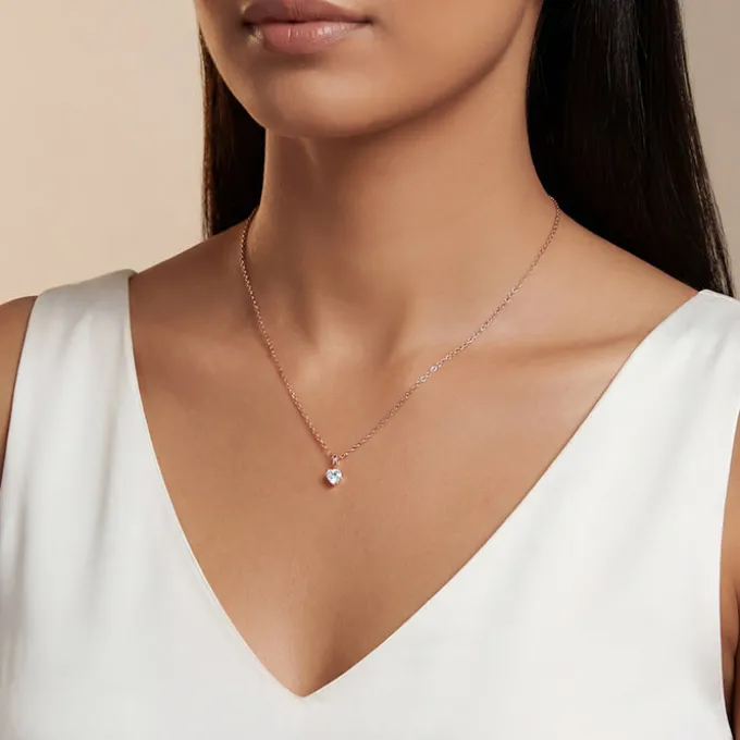 Rose Gold Heartshow Pendant with Link Chain