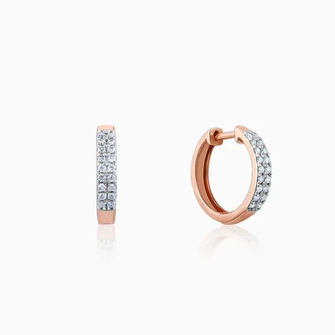 Rose Gold Huggies Lab Grown Diamond Earrings