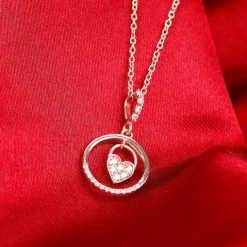 Rose Gold In The Circle of Your Love Pendant with Chain