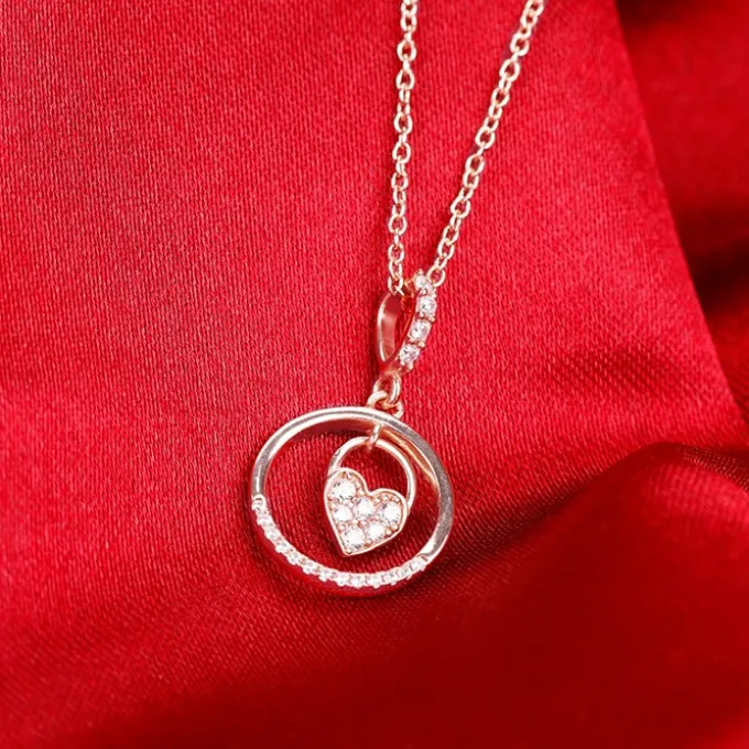 Rose Gold In The Circle of Your Love Pendant with Chain