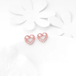 Rose Gold Infinite Love In Heart Earrings
