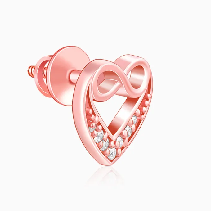 Rose Gold Infinite Love In Heart Earrings