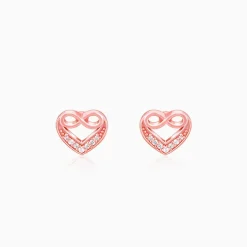 Rose Gold Infinite Love In Heart Earrings