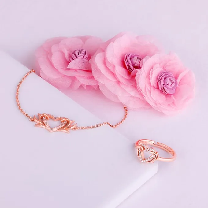 Rose Gold Intertwined In Love Set
