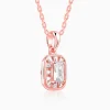 Rose Gold Joyful Square Pendant With Link Chain