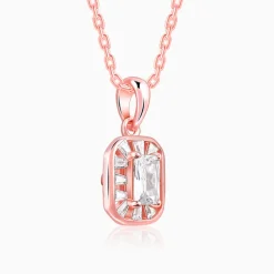 Rose Gold Joyful Square Pendant With Link Chain