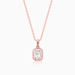 Rose Gold Joyful Square Pendant With Link Chain