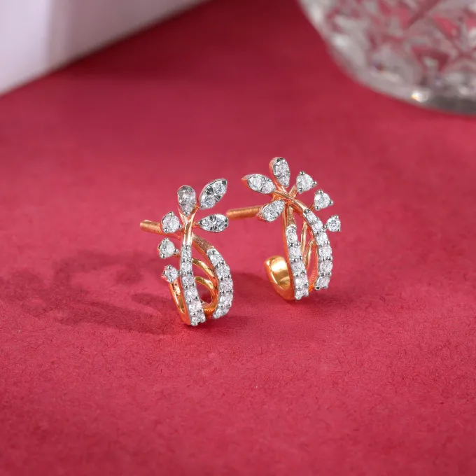 Rose Gold Juno J-hoop Lab Grown Diamond Earrings