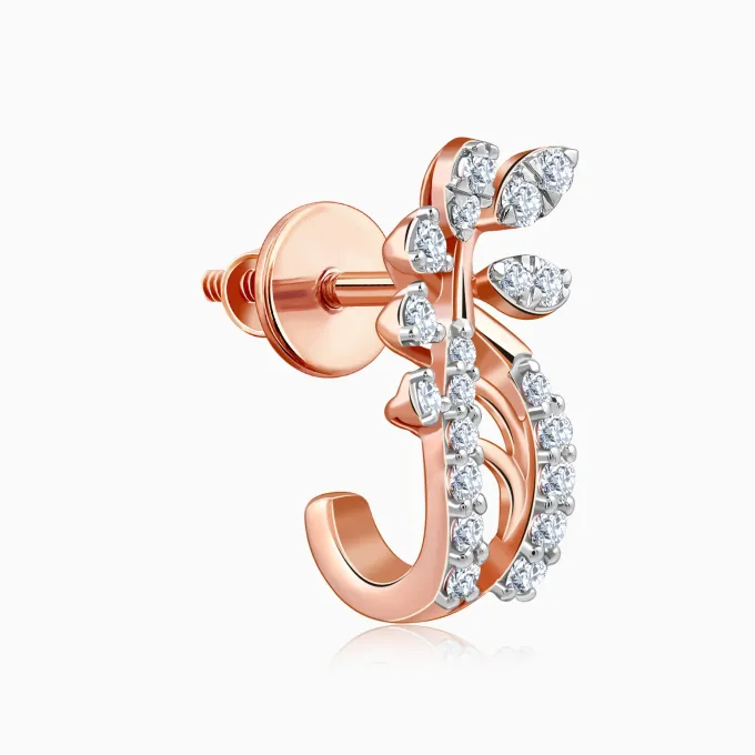 Rose Gold Juno J-hoop Lab Grown Diamond Earrings