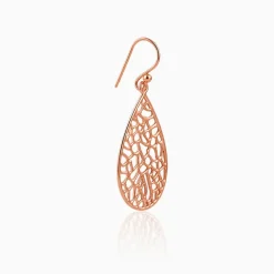 Rose Gold Lattice Teardrop Filigree Earrings
