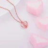 Rose Gold Leaf Me More Heart Pendant with Link Chain