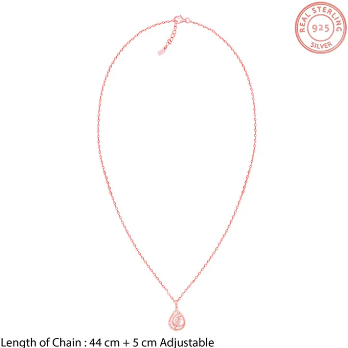Rose Gold Leaf Ritz Pendant With Link Chain