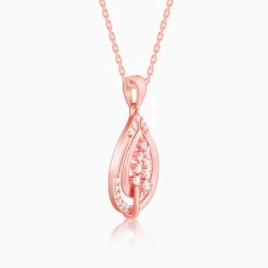Rose Gold Leaf Ritz Pendant With Link Chain