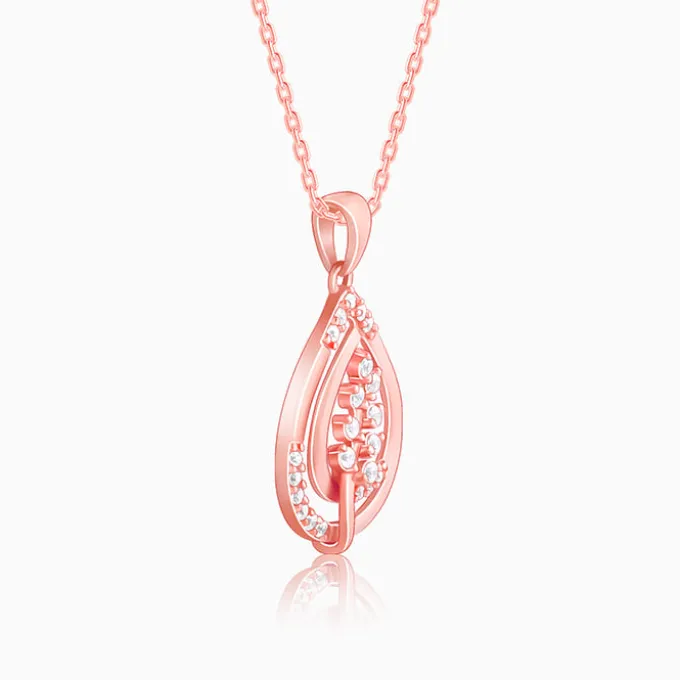 Rose Gold Leaf Ritz Pendant With Link Chain