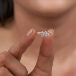 Rose Gold Leafline Lab Grown Dimond Ring