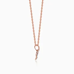 Rose Gold Leafline Rose Lab Grown Diamond Pendant