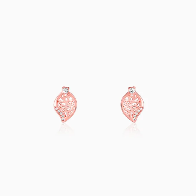 Rose Gold Leafy Filigree Earrings